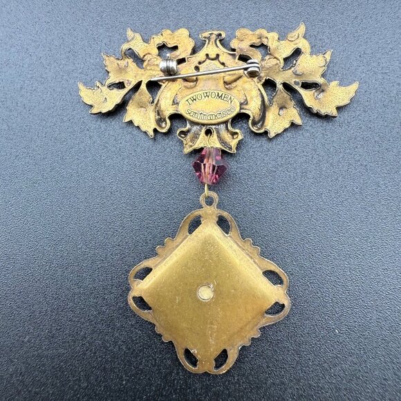 Handcrafted Bronze Brooch With Ornate Leaf Design & Autumn-Inspired Pendant By T - Picture 4 of 5